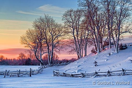 Snowscape At Sunrise_32581.jpg - Photographed near Rideau Ferry, Ontario, Canada.